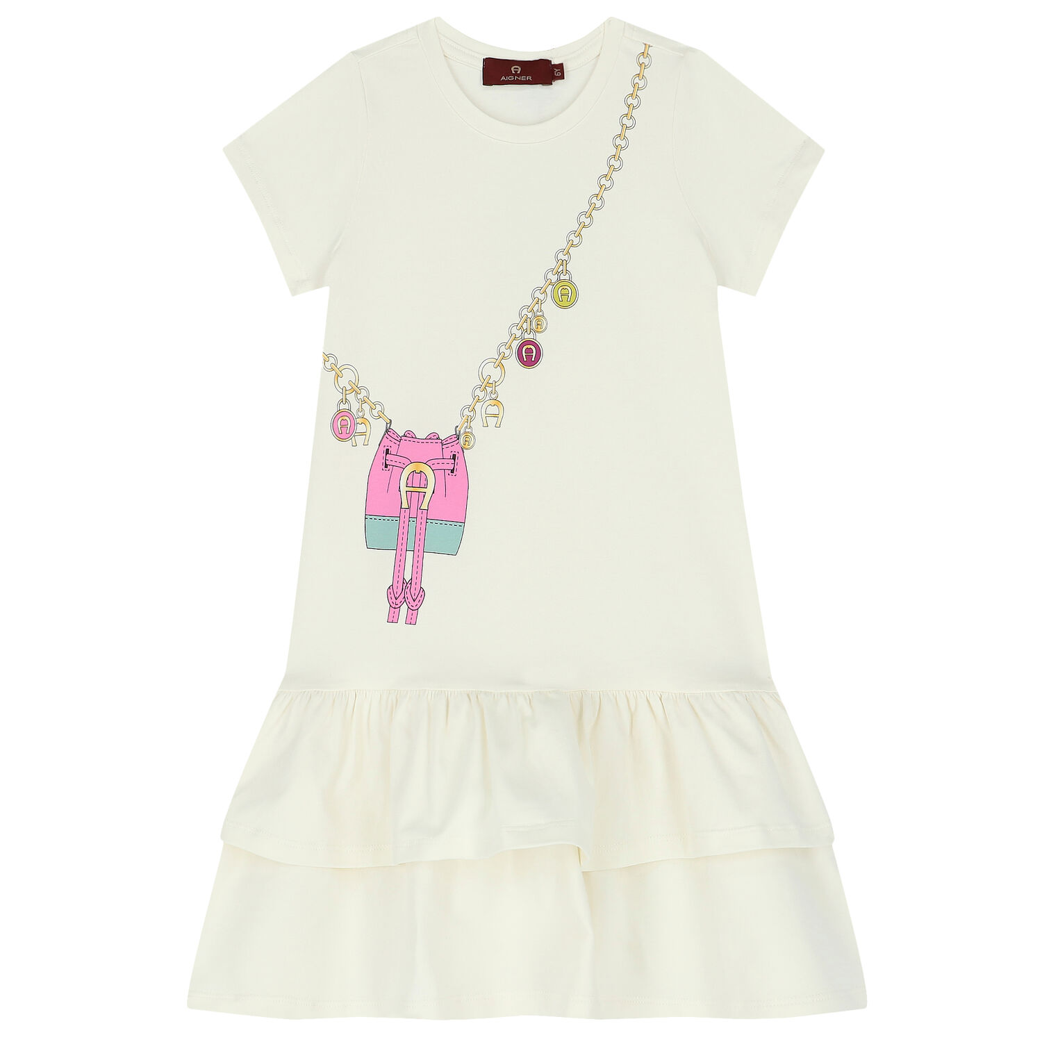 Girls Ivory Logo Bag Dress, 1, hi-res image number null