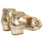 Girls Gold Bow Sandals, 1, hi-res