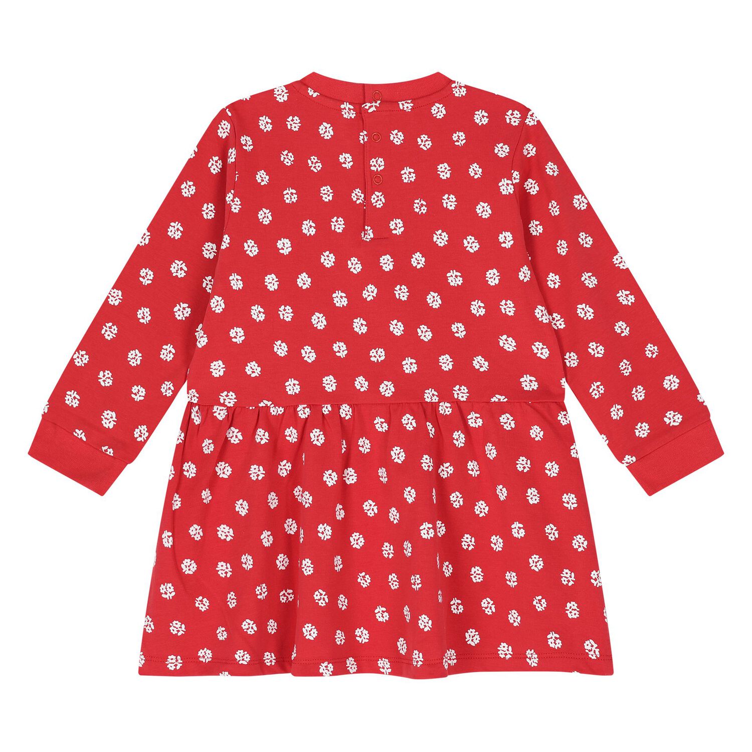 Younger Girls Red Floral Dress, 1, hi-res