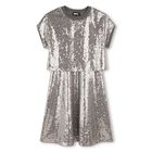 Girls Silver Sequin Dress, 1, hi-res