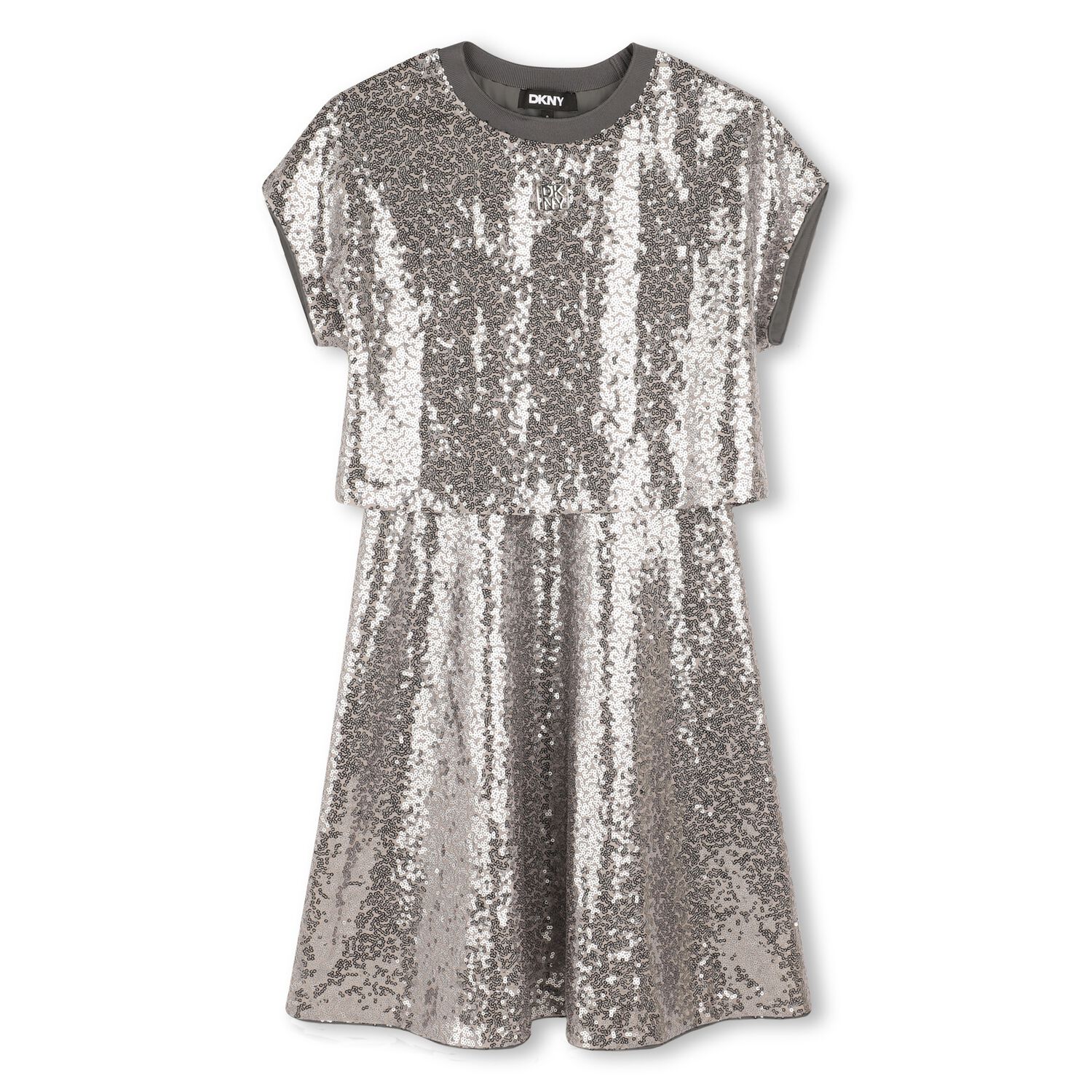 Girls Silver Sequin Dress, 1, hi-res