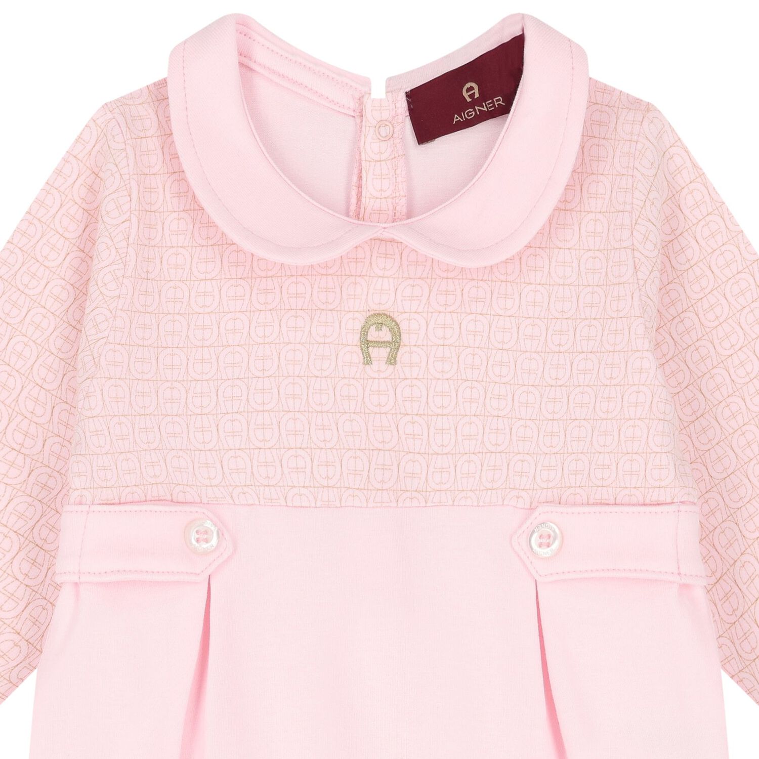 Baby Girls Pink & Gold Logo Babygrow, 3, hi-res