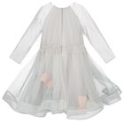 Girls Grey & Blue Bow Dress, 1, hi-res