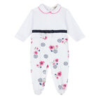 Baby Girls White Floral Babygrow, 1, hi-res