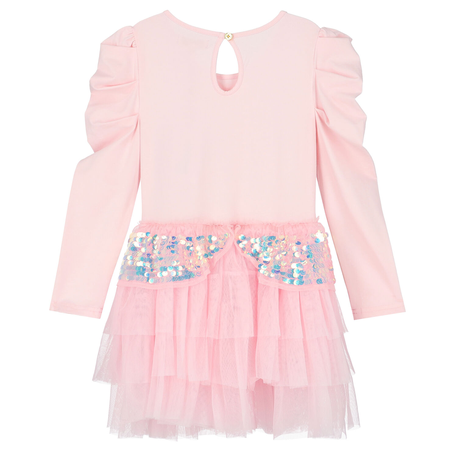 Girls Pink Embellished Tulle Dress, 1, hi-res
