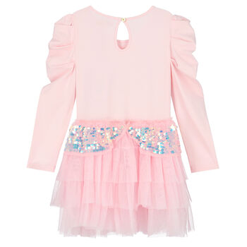 Girls Pink Embellished Tulle Dress