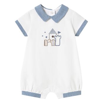 Baby Boys White & Blue Romper