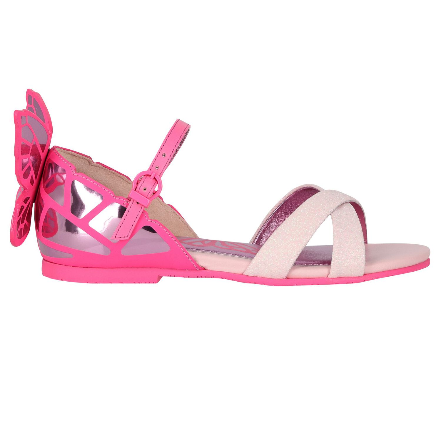 Girls Pink Butterfly Sandals, 1, hi-res image number null