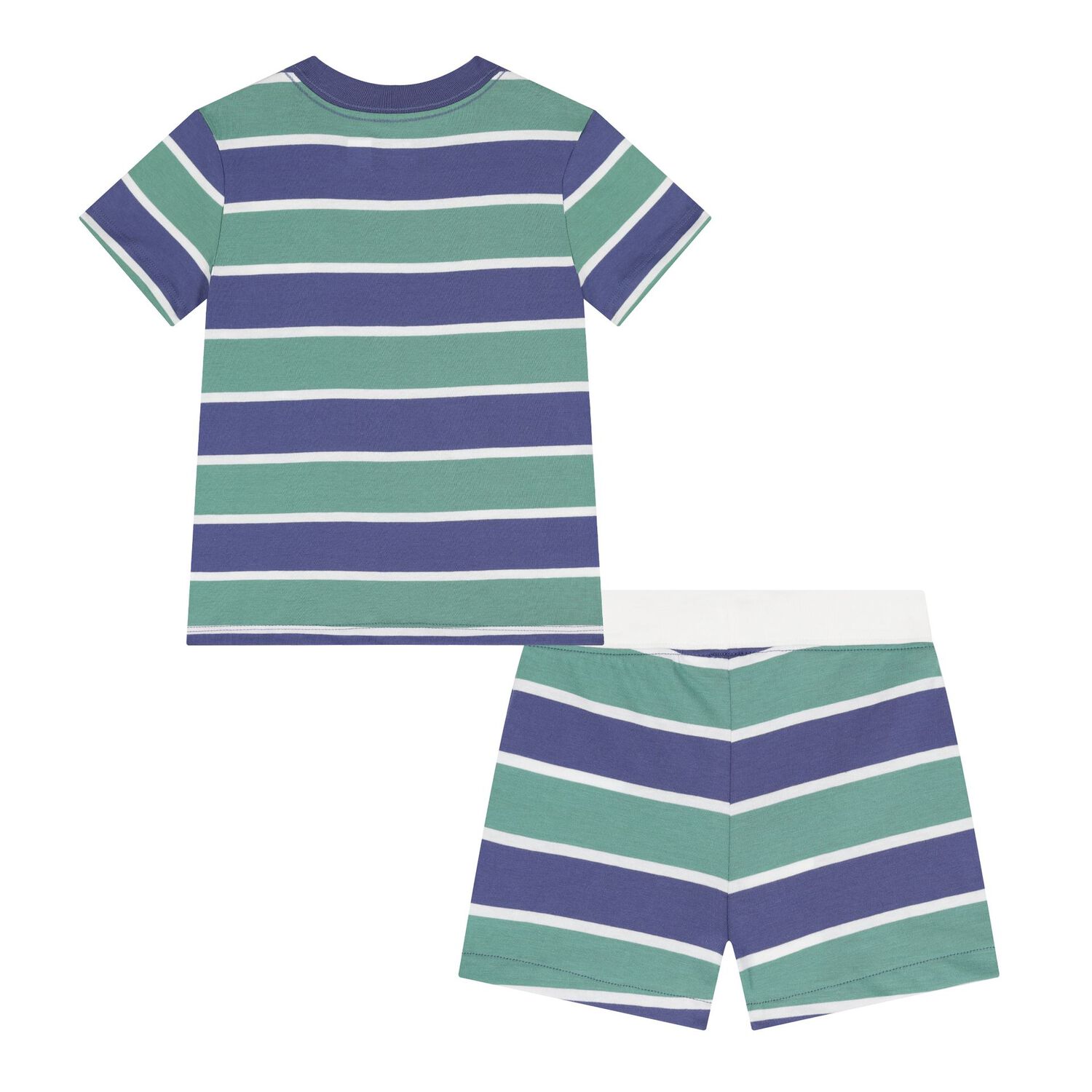 Baby Boys Blue & Green Polo Bear Shorts Set, 1, hi-res