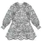 Girls White & Black Embroidered Floral Dress, 1, hi-res