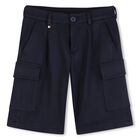 Boys Navy Blue Cargo Shorts, 1, hi-res