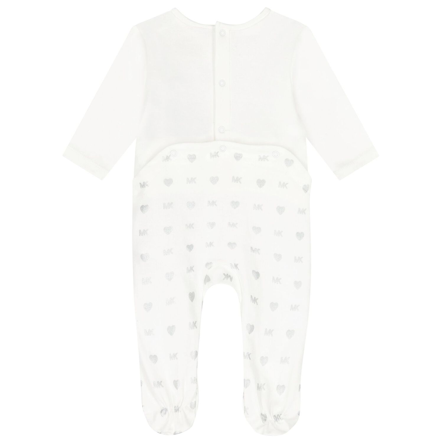 طقم بنات هدايا أفرول بالشعار باللون العاجي والفضي, 1, hi-res