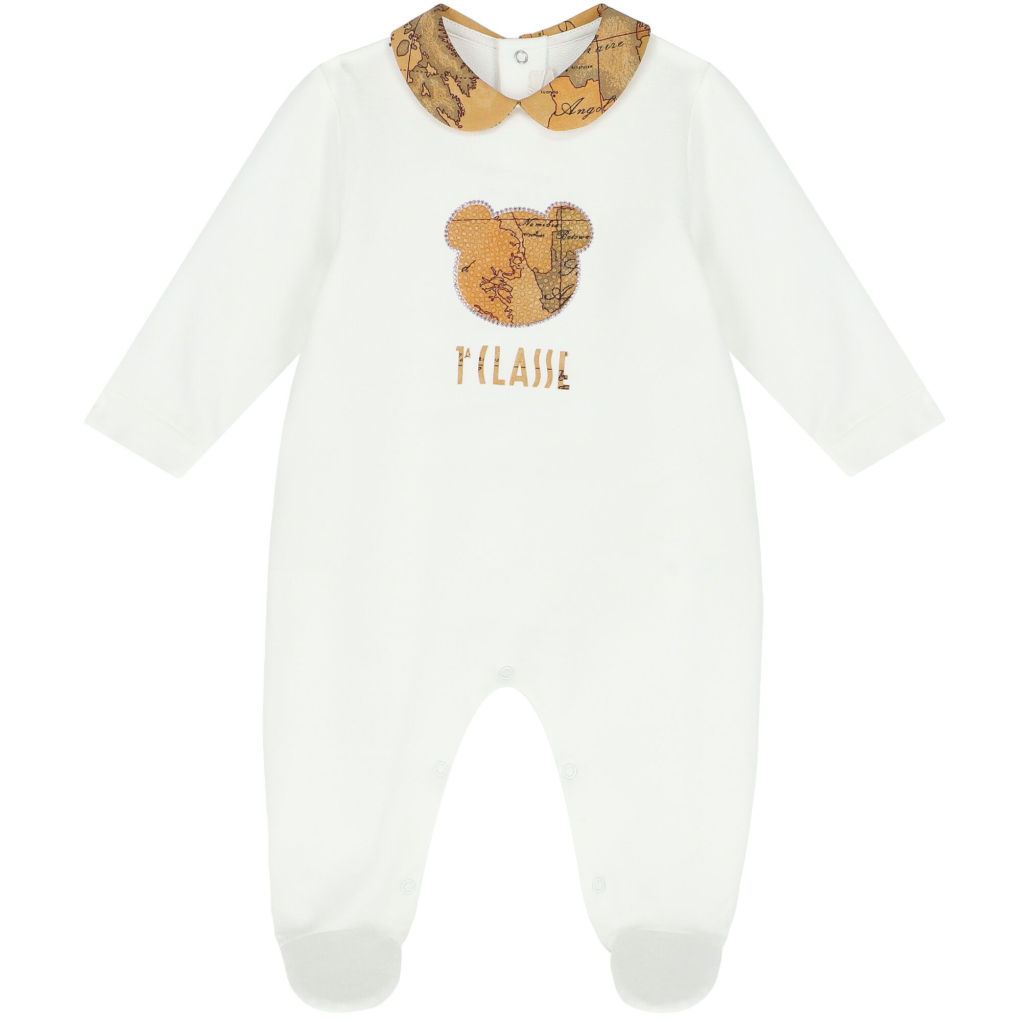 Alviero Martini Baby Girls Ivory Beige Geo Map Babygrow Junior Couture UAE