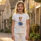 Girls White Polo Bear T-Shirt, 1, hi-res