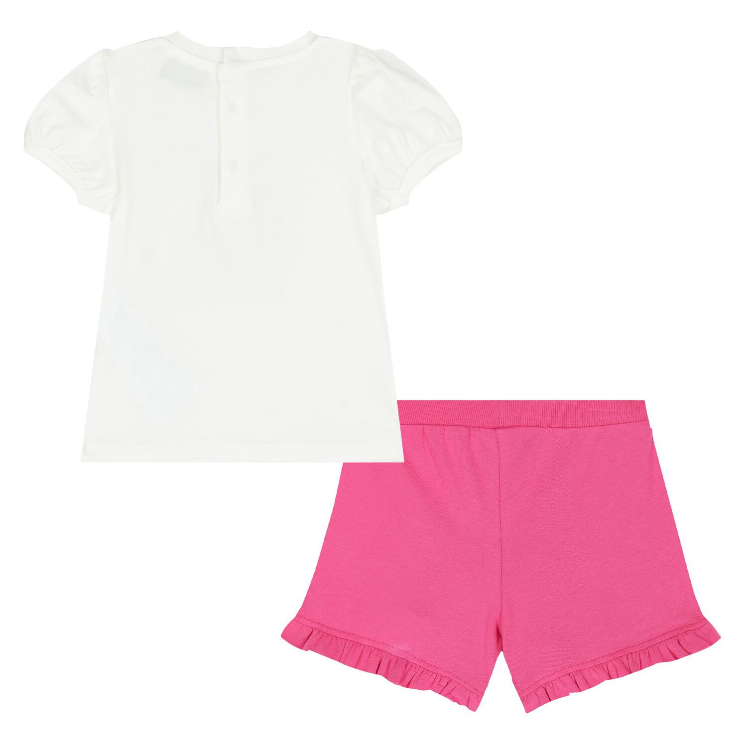 Younger Girls Ivory & Pink Teddy Bear Logo Shorts Set, 2, hi-res image number null
