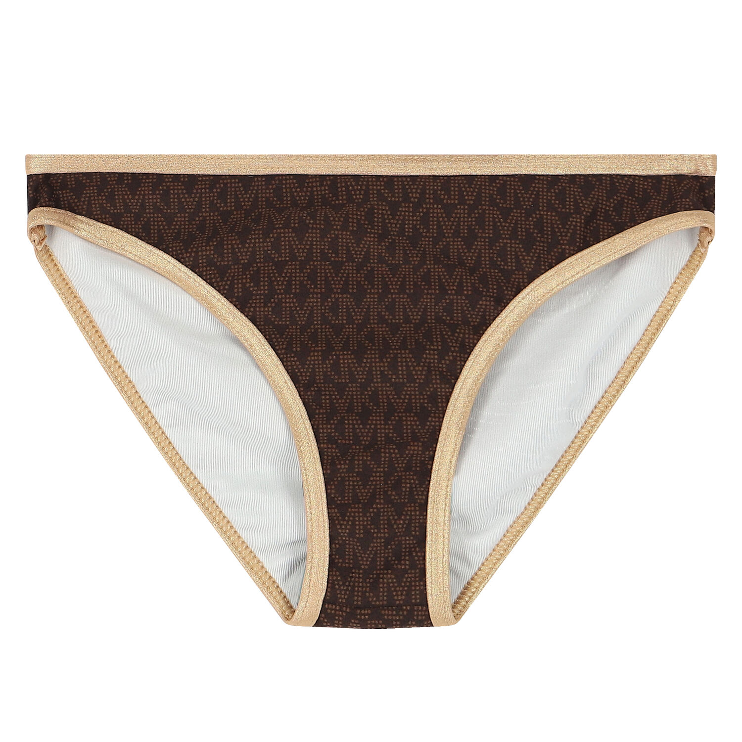 Girls Brown & Gold Logo Bikini, 1, hi-res image number null