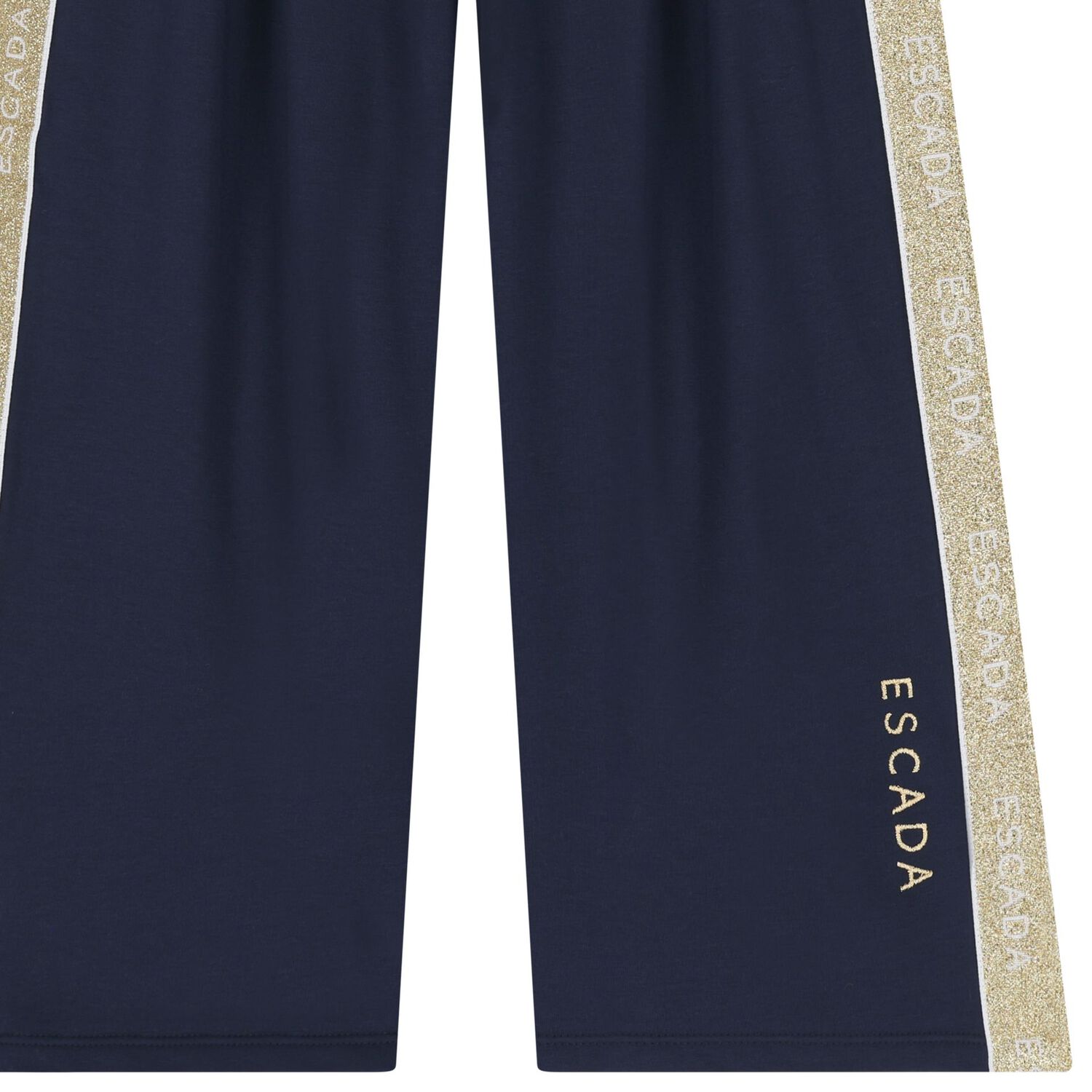 Girls Navy Blue and Gold Trousers, 1, hi-res