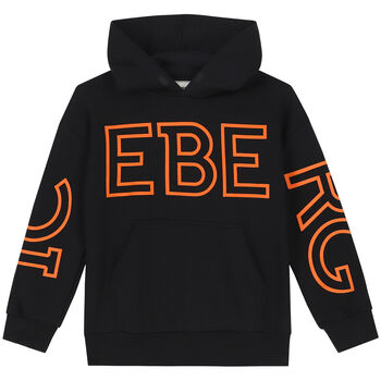 Boys Black Logo Hooded Top