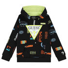 توب هودى أولاد بالشعار باللون الاسود, 1, hi-res