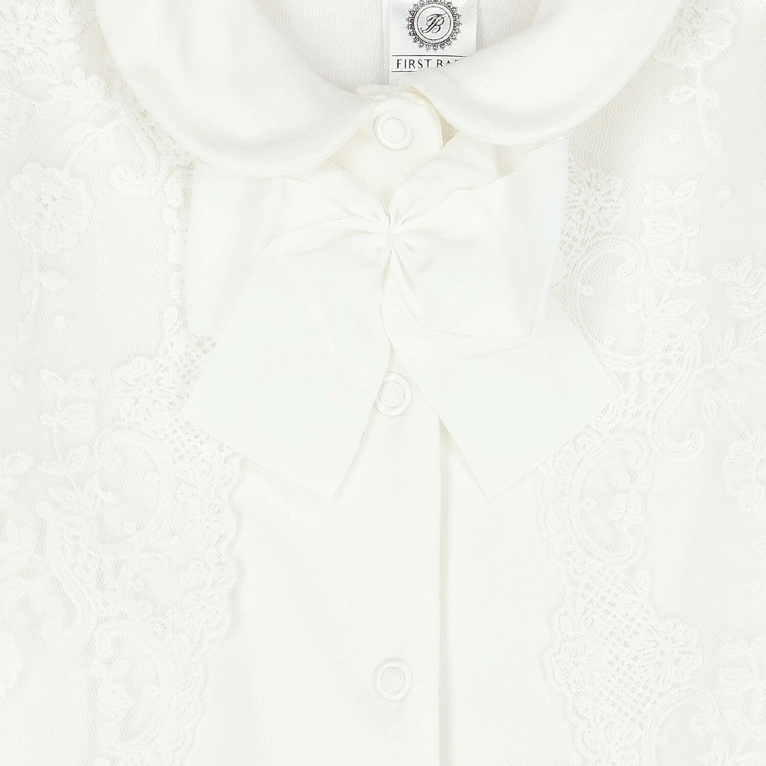 Baby Girls Ivory Bow Babygrow, 1, hi-res