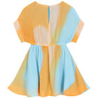 فستان بنات بالشعار باللون البرتقالى والازرق, 1, hi-res