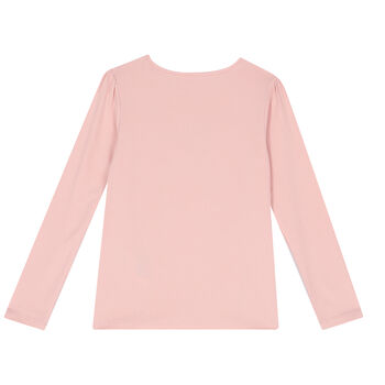 Girls Pink Logo Long Sleeve Top