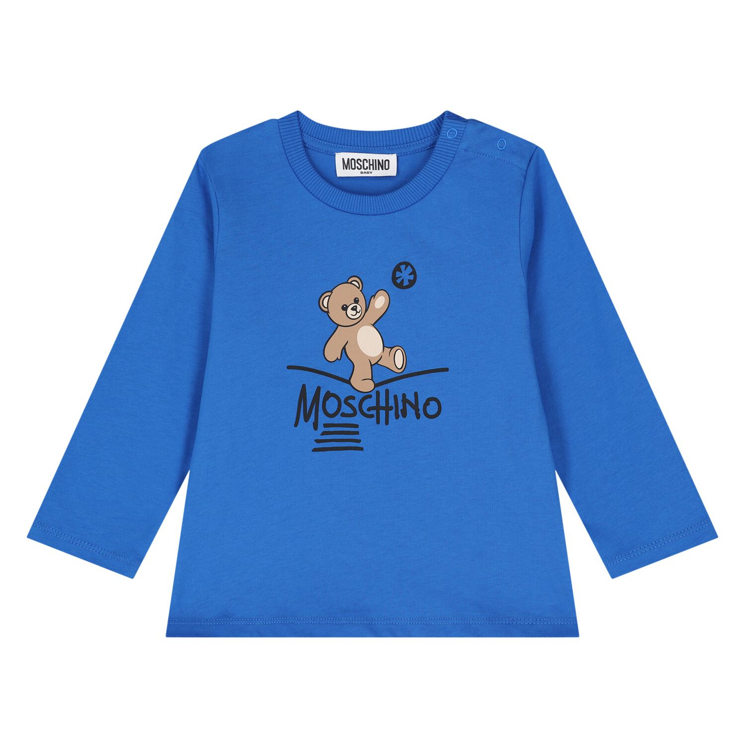 Younger Blue Teddy Bear Logo Long Sleeve Top, 2, hi-res
