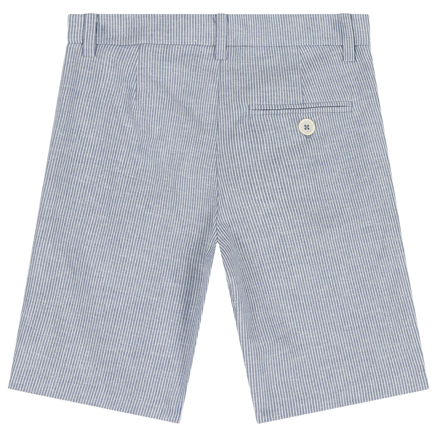 Boys Blue & White Striped Shorts, 2, hi-res