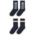 Boys Navy Logo Socks ( 2-Pack ), 2, hi-res