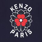 تي شيرت بنات بالشعار باللون الأزرق الداكن, 2, hi-res