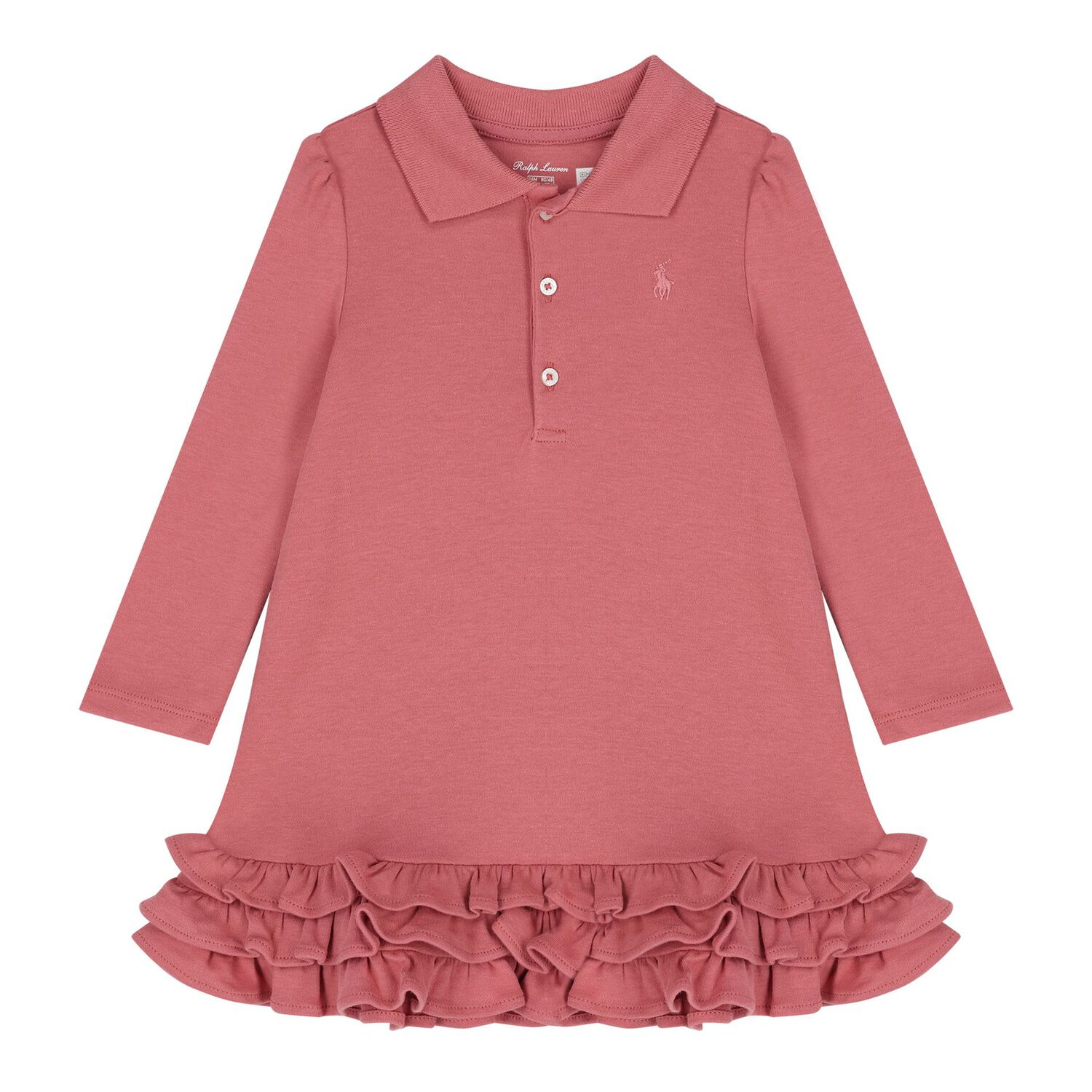 Baby Girls Pink Logo Ruffled Dress Set, 1, hi-res