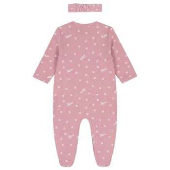 Baby Girls Pink Floral Babygrow Gift Set