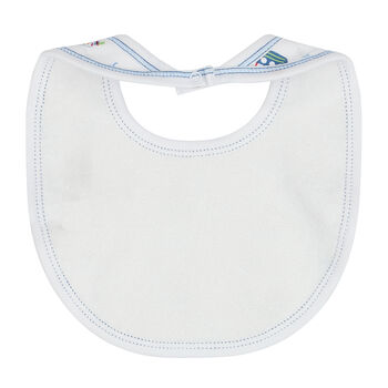 Baby Boys White Boats At Sea Bib