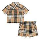 Baby Boys Beige Check Shorts Set, 1, hi-res