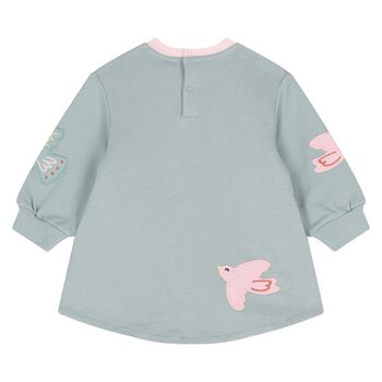 فستان طيور أخضر للفتيات الصغيرات