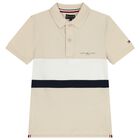 Boys Beige Logo Polo Shirt, 1, hi-res