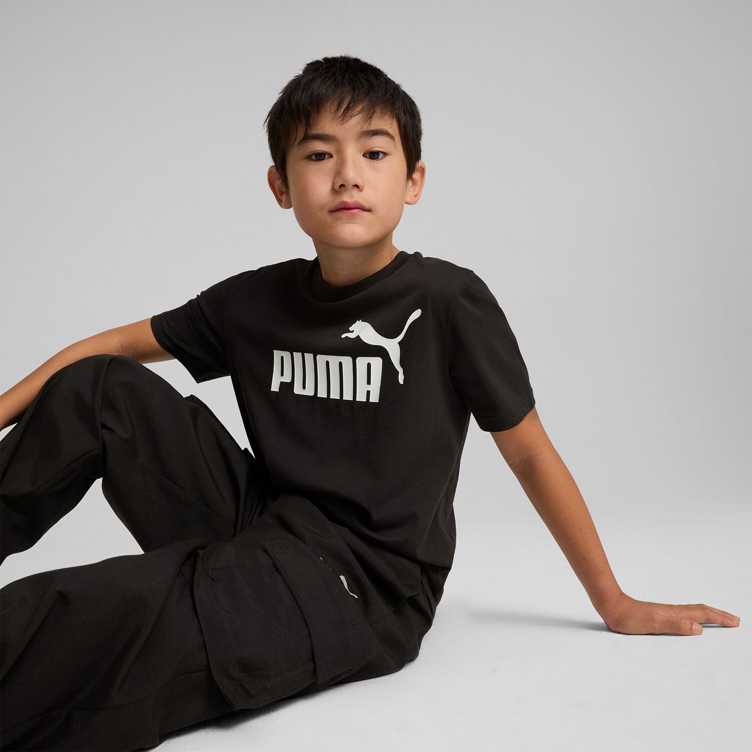 Boys Black Logo T-Shirt, 1, hi-res