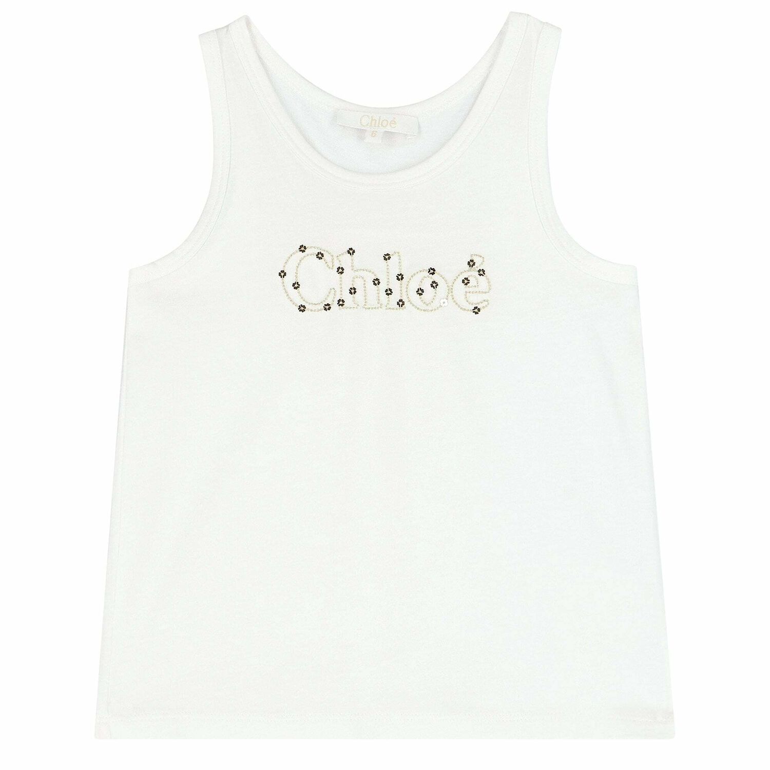 Girls White Sequin Logo Top, 1, hi-res image number null