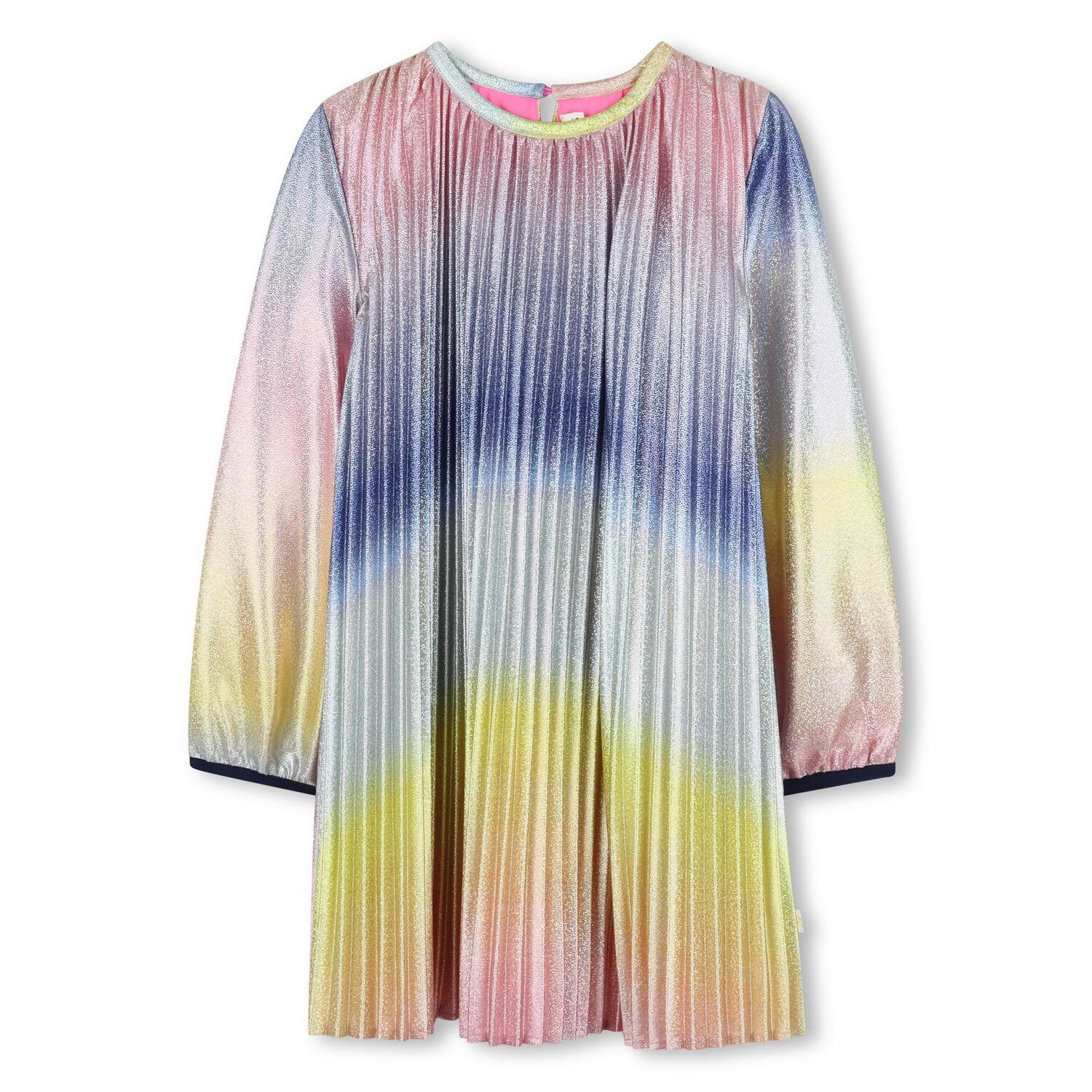 Girls Multi-Colured Satin Plissé Dress, 1, hi-res image number null