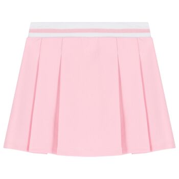 Girls Pink Logo Pleated Skirt