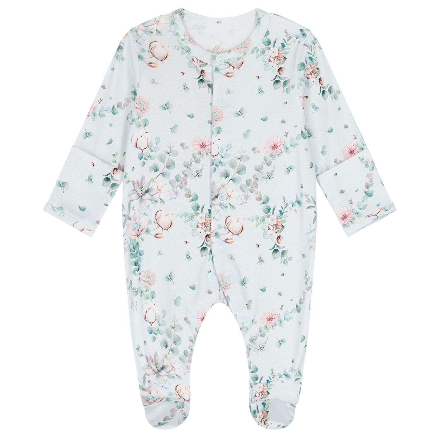 Baby Girls Mint Floral Babygrow Set, 1, hi-res