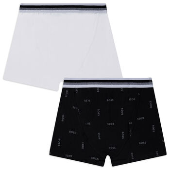 Boys White & Black Boxers (2 Pack)