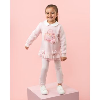 Girls Pink Bag Leggings Set