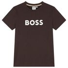 Boys Mini Me Brown Logo T-Shirt, 11, hi-res