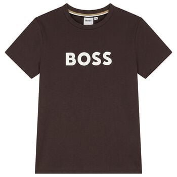 Boys Mini Me Brown Logo T-Shirt