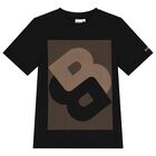 تيشيرت للأولاد بالشعار باللونين الأسود والبيج, 1, hi-res