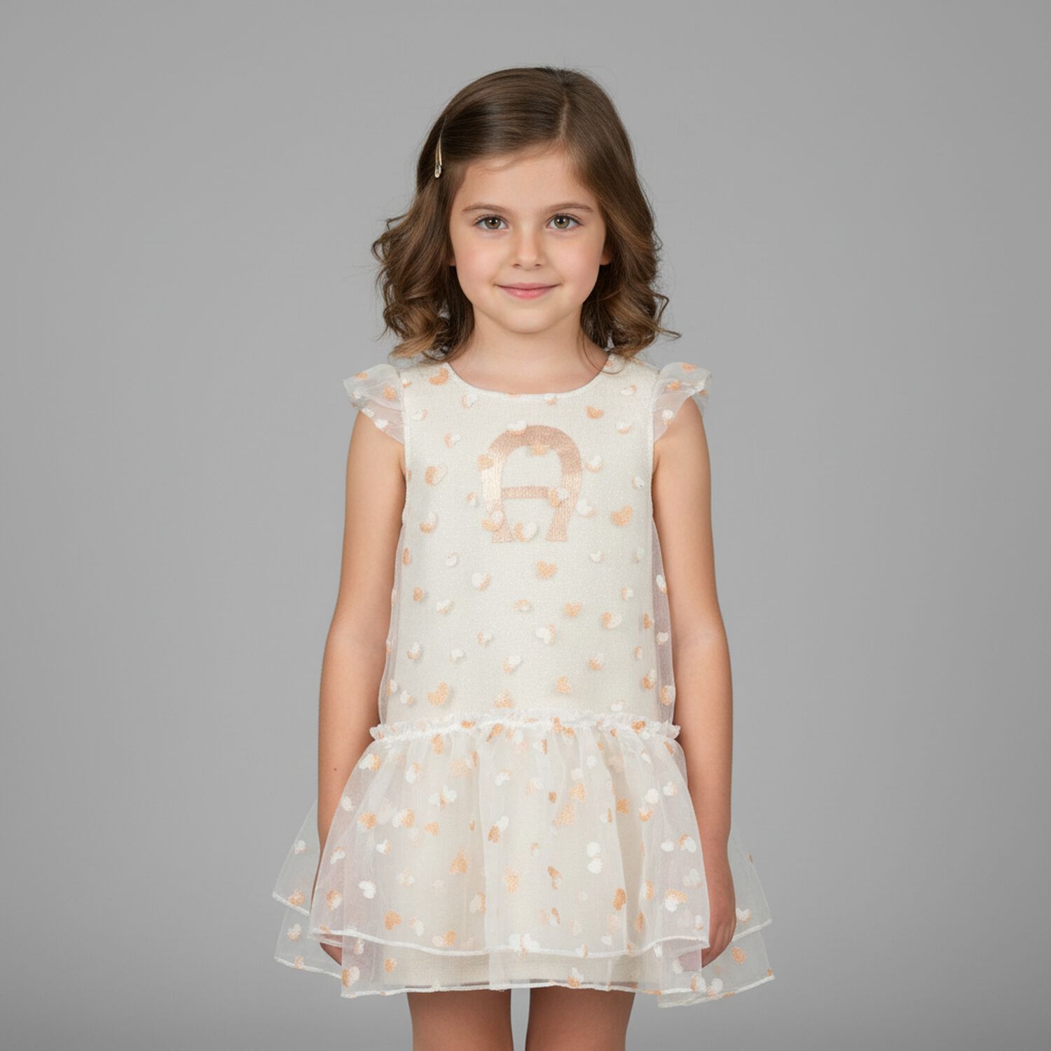 Girls Gold Dress, 1, hi-res