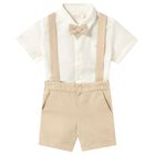 Younger Boys Beige & Ivory Shorts Set, 2, hi-res