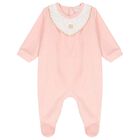 Baby Girls Pink & White Logo Babygrow, 1, hi-res