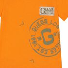 شورت بالشعار باللون البيج والبرتقالي للأولاد, 1, hi-res